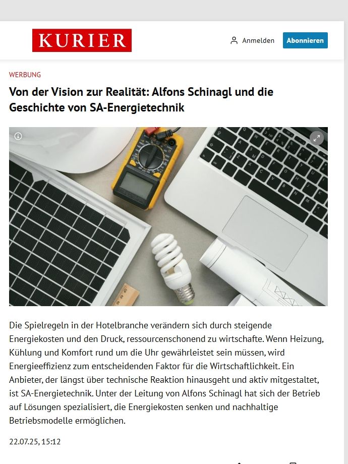 Kurier-Artikel über SA-Energietechnik