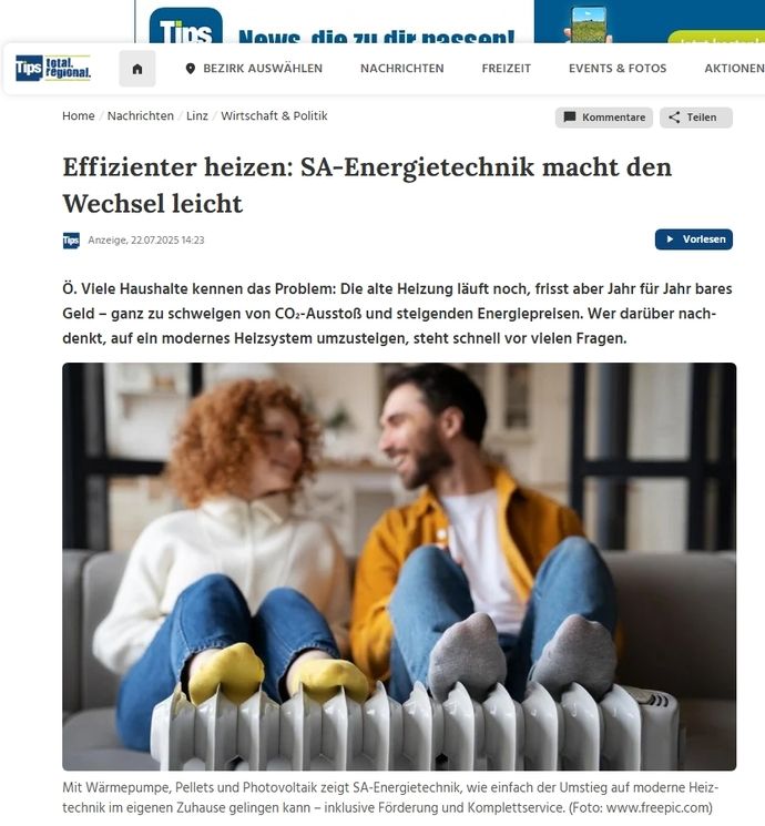TIPS Artikel über SA-Energietechnik